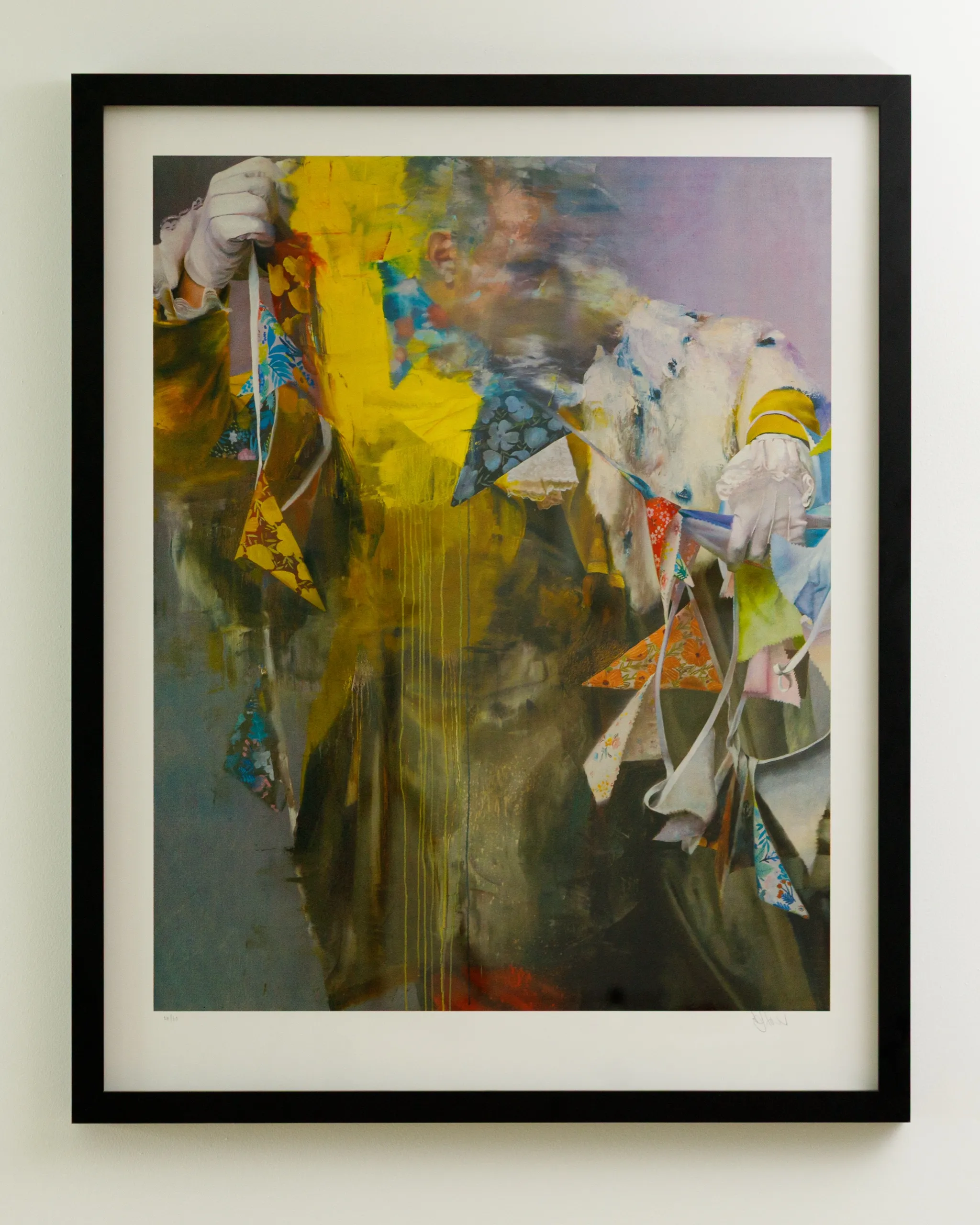 A framed screen print.