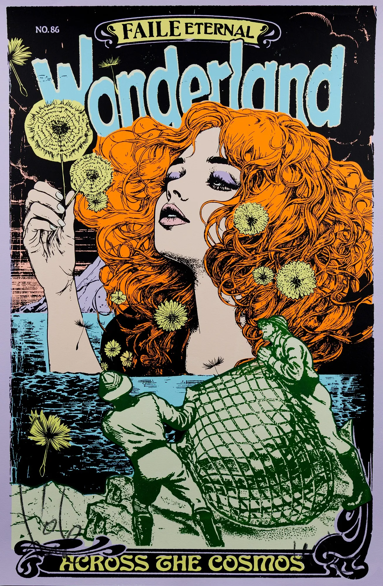 The front of the Lavender Version of FAILE's Across the Cosmos, the same Wonderland cover in a second colourway.
