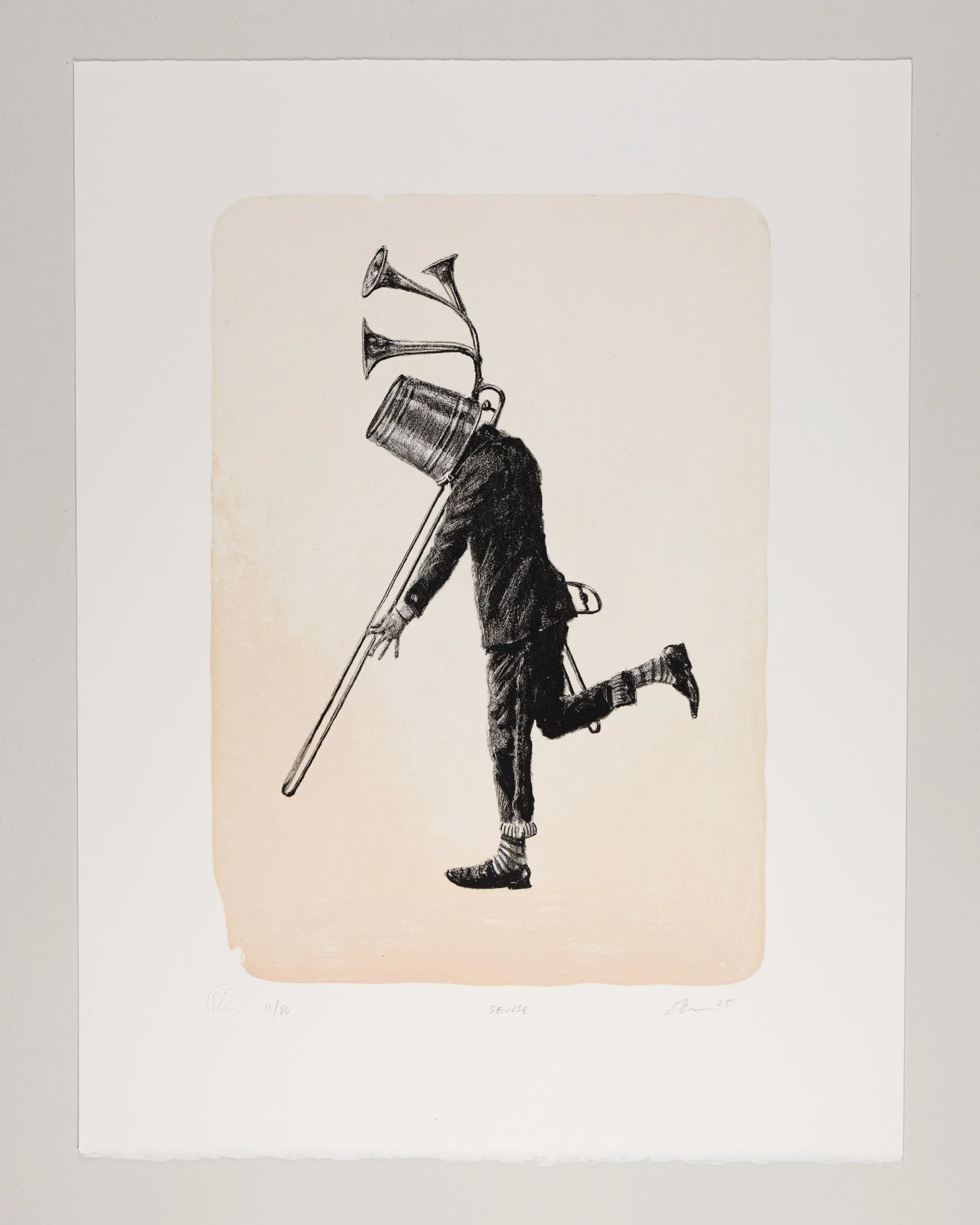 A stone lithograph by Ethan Murrow showing a solitary figure.